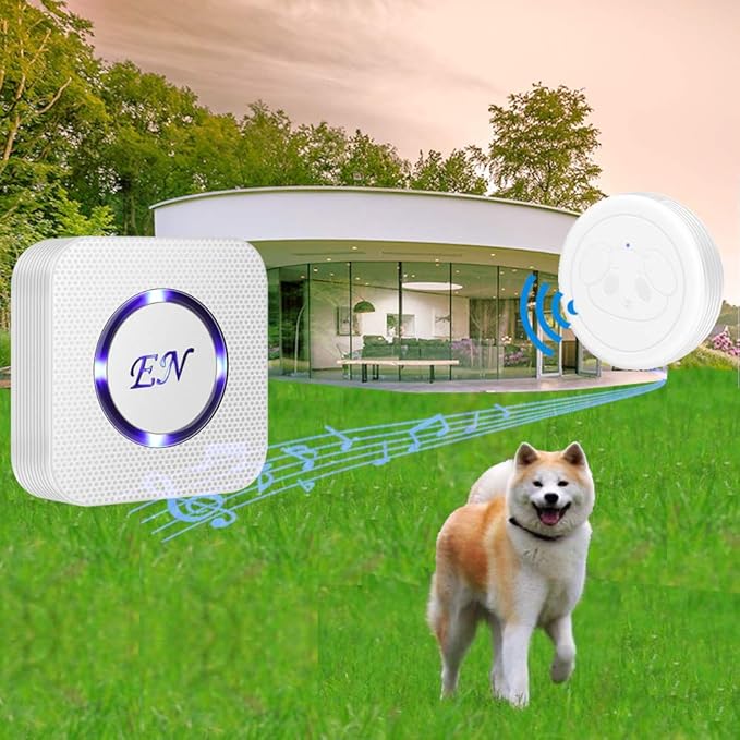 EverNary Dog Door Bell Wireless Doggie Doorbells for Potty Training with Waterproof Touch Button Dog Bells Included 1 Receiver and 3 Transmitters (White)