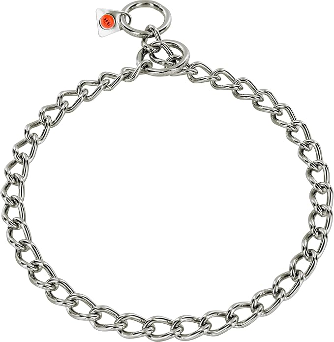 Herm Sprenger Stainless Steel Dog Collar with Round Links Choke Chain for Small Medium Large Dogs Professional Training Collar Correction Slip Chain Made in Germany (24in (60cm))