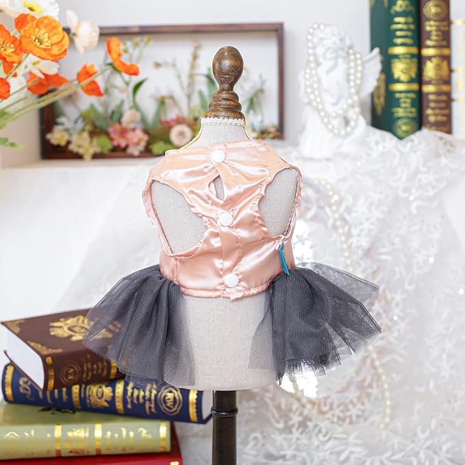 Fashion Sweet Puppy Dog Blingbling Princess Skirt Pet Dog Lace Cake Camisole Tutu Dress J-Pink S