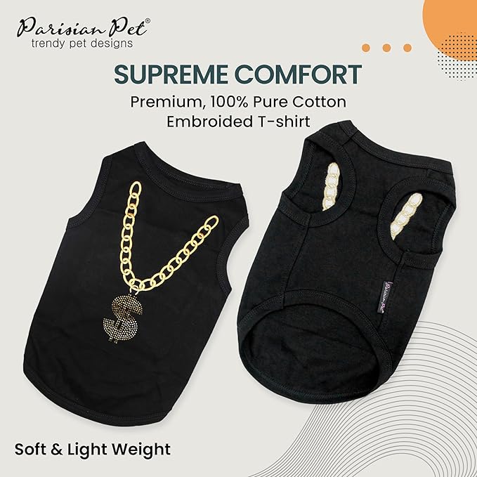 Parisian Pet Dog Shirt – 100% Cotton Shirts for Small Dogs – Black Sleeveless Puppy Clothes – Lightweight and Breathable Pet Apparel – Cool and Stylish Dog Clothes - Stretchy T Shirts for Dogs