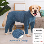Dog Coats Autumn Winter Jumpsuit for Large Medium Dogs, Warmer Recovery Suit Polar Fleece Dog Bodysuit Lightweight Pajamas Pullover Stretchy Onesie Four-Legged Cold Weather Clothes(XL, Blue)