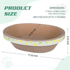 Oval Cat Cardboard Scratcher with Lounger Bed, High-Density Kitty Cat Scratching Pad for Indoor Cats Grinding Claws, Ergonomic Curved Furniture Couch Cat Scratch Protector, 17.3" × 13.6" × 4.5"