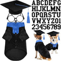 5 Pcs Dog Graduation Costume Set Include 2026 Pet Graduation Gown with Stole Puppy Grad Cap Lensless Glasses DIY Letter Stickers for Dogs Cats Holiday Costume Accessory(Black Royal Blue,L)