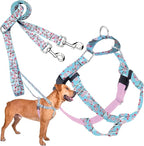 2 Hounds Design - Freedom No-Pull Harness & Training Leash in Pink and Blue | Dual Leash Loops, No Pulling on Walks | Lined to Prevent Chaffing | for Large Sized Dogs (Size L, Chest 28”- 32”)