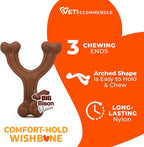 Nylabone Ergonomic Hold Wishbone Power Chew Toy for Dogs, Dog Toys for Aggressive Chewers, Bison Flavor, Small - Up to 25 Ibs, 1 Count