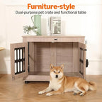 Amazon Basics Heavy Duty Dog Crate Furniture for Small to Medium Dogs, Wooden Dog House Dog Kennel Cage Indoor with Safety Lock, 38.5" L x 26.8" W x 25.6" H