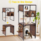 Aivituvin Cat Tree, 68-Inch Cat Tower for Indoor Cats, Wood Cat Condo Furniture with Litter Box Enclosure, 2-in-1 Modern Cat Tower