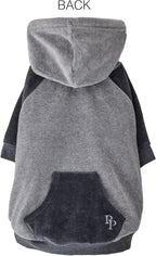 Cooper II Organic Cotton Velour Dog Hoodie Pet Coat for Small, Medium and Large Dogs, Heather Gray Color Block, X-Small (5-12 lbs)