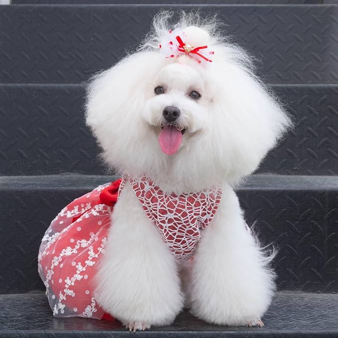 CuteBone Dog Christmas Dress Girl Puppy Birthday Skirt Tutu Cat Wedding Outfit Pet Party Clothes for Small Dogs Costume DD09XS