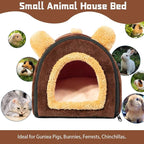 Pet Soft Guinea Pig & Rabbit Cozy Hideout House - Small Animal Bed for Guinea Pigs, Rabbits, Hamsters, Rats & Chinchillas Cave Bed (Coffee)