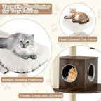 COSTWAY 71-inch Cat Tree, 7-Layer Cat Tower with Scratching Posts, Self Groomer, Top Perch & Private Condo, Retro Cat Activity Center with Washable Cushions for Indoor Cats (Brown)