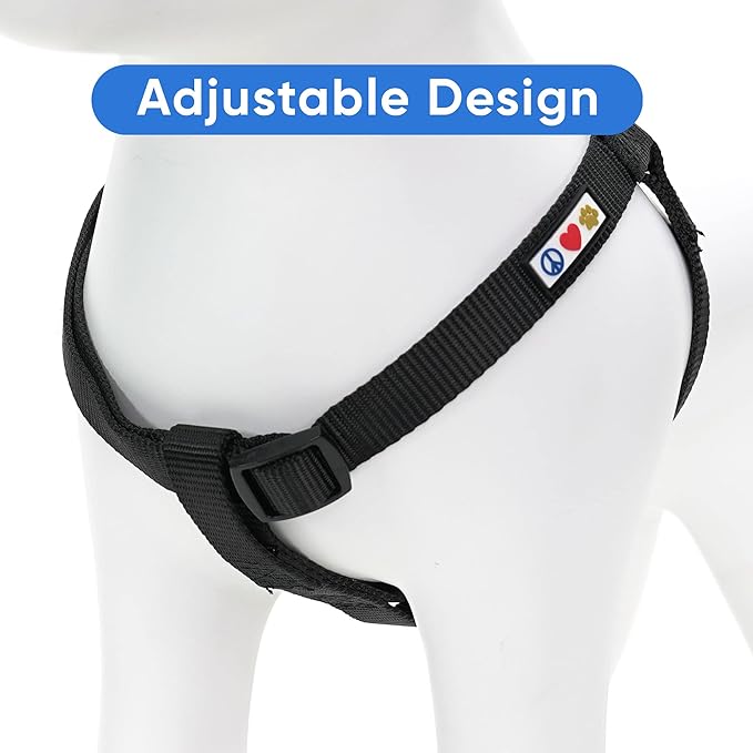 Pawtitas Solid Step-in Dog Harness – Adjustable No-Pull Vest for Puppies to Seniors, Safe & Comfortable XS Black