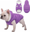 Windproof Waterproof Dog Coat Fleece & Cotton Lined Warm Jacket, Cold Weather Pet Apparel Clothes Vest for Small to Large Dogs (L, Purple)