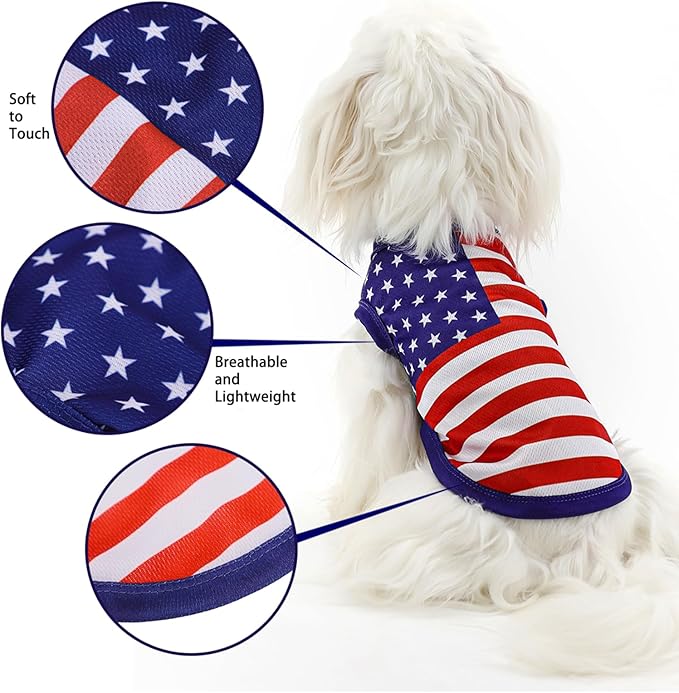 American Flag Inspired Dog Vest: Perfect Dog Shirt, Ideal Tank Top for Everyday Wear, Independence Day Celebrations Crafted Materials for a Cute and Stylish Look Blue 4XL
