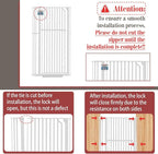Glaf Extra Tall Pet Gate 63" Pressure Mounted Cat Door Safety Metal Cat Gate Adjustable Width Dog Gate Auto-Close Dog Door for Doorways, Stairs, Kitchen, Hallway (White, 33.86-37.4")