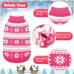 KOOLTAIL Cable Knit Valentines Dog Sweater Turtleneck, Cold Weather Pullover Classic Knitwear, Snowflake Pattern Thick Warm Winter Pet Clothes, Dog Sweater for Small Medium Large Dogs Girl,Pink ML