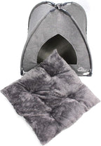 Winsterch Cat Bed Cave for Indoor Cats, Small Pet Tent Cave for Cats, Kittens, and Small Dogs, Warming Cat House with Removable Washable Cushion (18.5'‘ x 18.5’' x 15.8'', Grey)