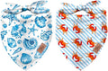 JarThenaAMCS 2Pcs Sea Dog Bandana Summer Ocean Animal Triangle Pet Scarf Double-Sided Adjustable Pet Neckerchief for Hawaiian Beach Party Decor Small Medium Large Cat Dog Costume Accessories