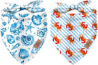 JarThenaAMCS 2Pcs Sea Dog Bandana Summer Ocean Animal Triangle Pet Scarf Double-Sided Adjustable Pet Neckerchief for Hawaiian Beach Party Decor Small Medium Large Cat Dog Costume Accessories