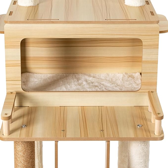 Cat Tree Tower for Indoor Cats 5-Tier Cat Tower Scratching Post Cat Climbing Frame with Climbing Steps and Swing Ball Pet Condo Cat Cage (53 * 53 * 28(cm))
