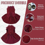 Kuoser Dog Dress, Cute Dog Dresses for Small Dogs Girl Elegant Puppy Tutu with Bow-Knot, Doggie Princess Costume Pet Outfit for Birthday Party Christmas Halloween Wedding, Red XS
