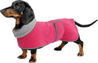 Geyecete Dachshund Sweaters, Perfect Dachshund Winter Coat with Padded Fleece Lining and High Collar, Dogs Snowsuit with Adjustable Bands - Pink - L
