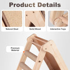 Sisal Cat Scratcher Board,Triangular Cat Scratch Ramp with Climbing Ladder,Wooden Scratching Board with 2 pcs Sisal Pad for Kittens and Small Animals Indoor Use