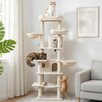 68 Inches Multi-Level Large and Tall Cat Tree Tower for Indoor Cats/Removable Pad/Cat Condo/Sisal Scratching Posts/Hammock/Cat Activity Center/Wide Base