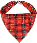Lionet Paws Christmas Dog Bandana for Small Medium Dogs,Grid Dog Kerchief Washable Dogs Triangle Bibs Scarf for Girl or Boy