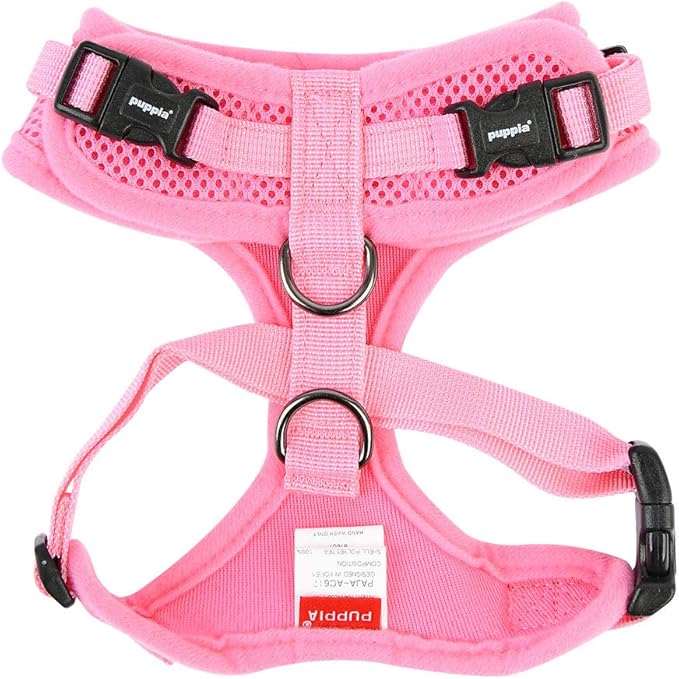 Authentic Puppia RiteFit Harness with Adjustable Neck, Pink, Small