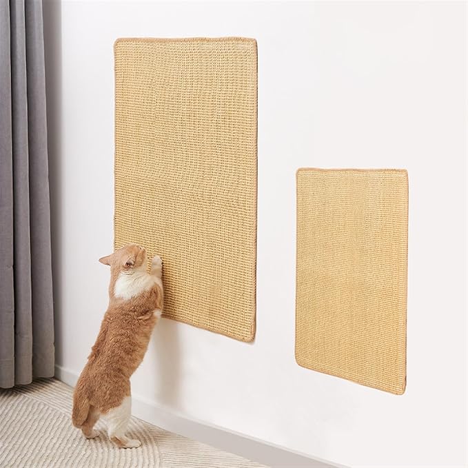 Cat Scratcher Mat Natural Sisal Fabric Cat Scratching Pad Couch Protector Horizontal Floor Cat Carpet Easy Use for Indoor Cats, Beige 1, 30" x 30"