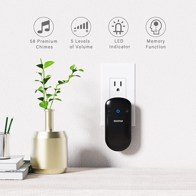 SECRUI Doorbell–Doorbell Wireless Kits for Front Door – Battery Operated Doorbell with 52 Chimes, Flash Lights, 5 Volume Levels – Waterproof Modern Doorbell (2 Push Buttons 2 Receivers)