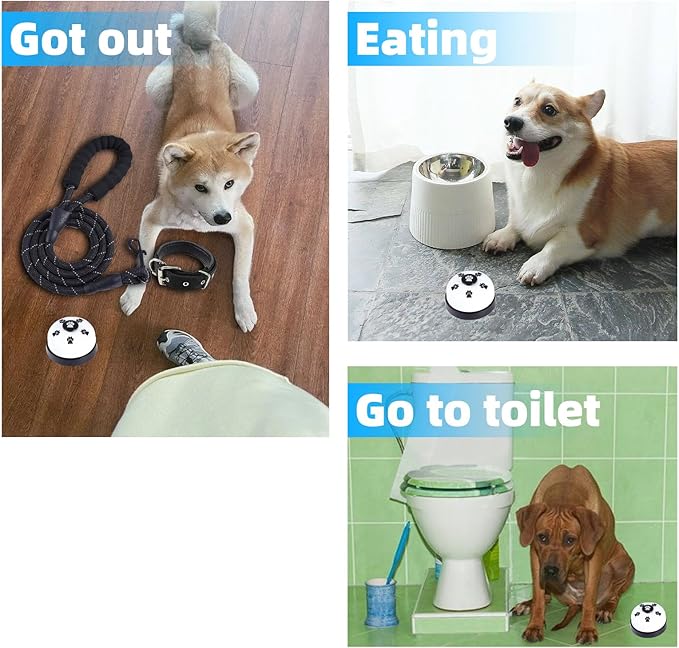 2 Pack Dog Doorbells, Dog Training Bells for Go Outside Potty Training Bell Communication Device, Adjustable Strap Door Bell, Dog Bells Puppy Training Bell with Free Whistle