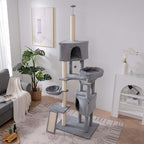 Cat Tree for Indoor Cats 105" Tall Cat Tower Multi-Level Cat Condo with 3 Perches 2 Caves Cozy Basket Scratching Board Pet Supplies Gray