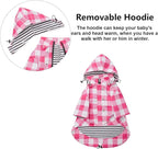 Dog rain Coat Waterproof Raincoat Puppy Jacket with Legs Buttons Zipper Hood Drawstring Fit for Yorkie Terrier Schnauzer Poodle Border Collie Labrador Golden Retriever 8lbs to 80lbs Pink XS