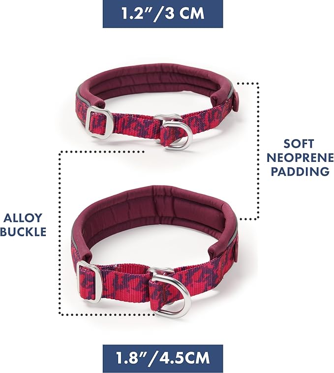 Spark Paws Martingale Dog Collar – Cushioned Slip-On Training Collar, Heavy Duty, Safety-Tested No-Buckle Collar for Medium & Large Dogs - Fuchsia Camo - B
