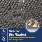 Muddy Mat® Absorbent Microfiber Door Mat, Non Slip Washable Chenille Rug - Home is Where The Dog Hair Sticks to Everything But The Dog Funny Pet Welcome Mat 19"x30"