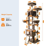 82" Tall Cat Tree,Giant Cat Tree for Indoor Cats Large Adult, Heavy Duty Cat Tree Tower, Extra Large Cat Trees with Scratching Posts, Cat Condos, Hammock,Top Perch,Ramp (Leopard)