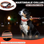Martingale No Pull Dog Collar for Large Medium Small Dogs, Heavy Duty Nylon Adjustable Reflective Anti Pull Slip Collar with Buckle for Training Walking Hunting L Orange