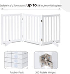 LZRS Freestanding Dog Gate 30 inch Tall - 3 Panels Solid Wooden Pet Gate for Doorways, Stairs & Hallways, Expandable & Foldable with Support Feet，Indoor Use,White