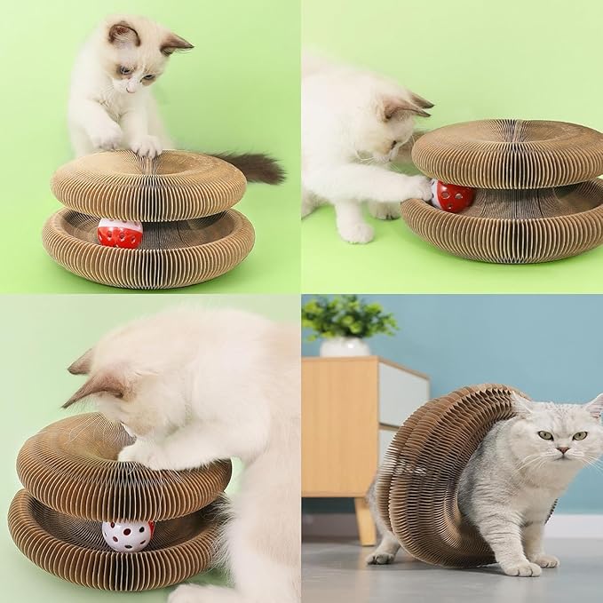 Kitty Curlz, Kitty Curlz Cat Toy, Magic Organ Cat Scratching Board, Snufflepaw Accordion for Cats, Interactive Scratch Pad, Recyclable Cat Scratcher.