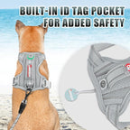 BARKBAY No Pull Dog Harness Large Reflective Dog Harness with Front Clip and Easy Control Handle for Walking Training Running with ID tag Pocket(Grey,XS)