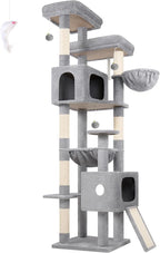Globlazer 80 Inch Cat Tree for Large Cats, Stable Multi-Level Cat Tree with 2 Condos & Sisal Scratching Posts for 2-3 Cats, Thickened Base Space Saving Cat Tree Tower, F80G, Light Gray