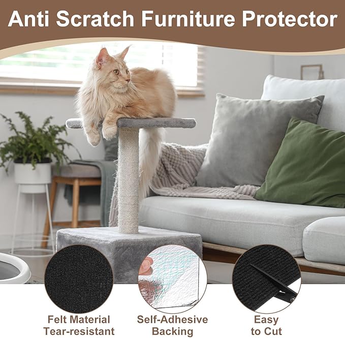 uxcell Self-Adhesive Cat Scratching Mat, 1 Roll 39.4" x 15.8" Couch Protector from Cat Claws for DIY Sofa, Wall, Doors, Cut Anti Cat Scratch Pad Carpet Mat, Black