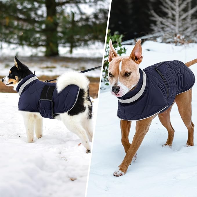 KAMA BRIDAL Dog Winter Coat Warm Padded Puppy Jacket Windproof Water Resistant Clothes for Small Medium Large Pets Christmas Sweater Outfit Vest(DarkBlue, 3XL)