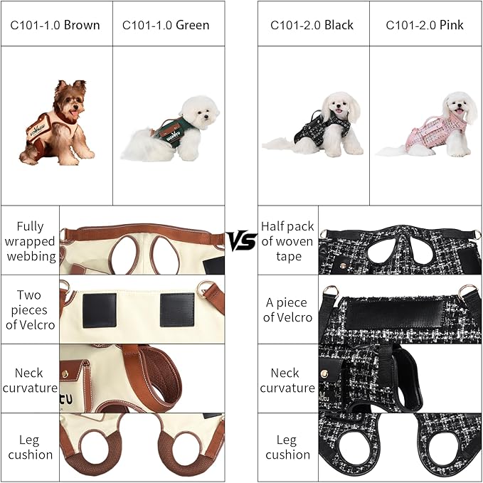 Dog Lift Harness Dog Carrier Dog VES Harness Adjustable Dog Leash with Small Puppy Treat Bag（Pink,S）