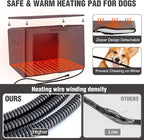 43.3'' Large Heated Outdoor Dog House Weatherproof with Anti-bite Metal Frame, Insulated Dog Kennel with Heating Pad for Outside, Dog Shelter for Small to Large Dogs (Grey)
