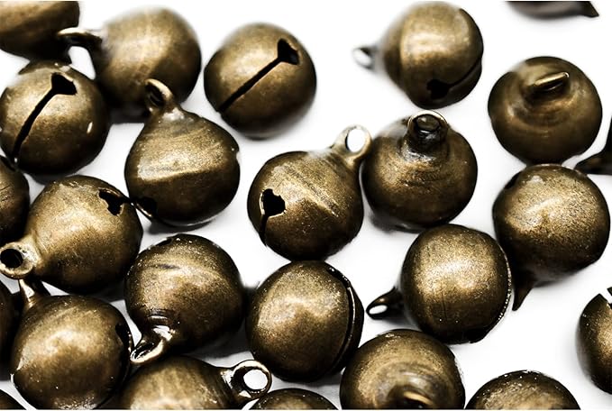 50Pcs 14mm Small Bronze Jingle Bell 5/9inches Mini Vintage Craft Bell Antique Brass Tinkle Bell for DIY Jewelry Pet Collar Dog Cat Toy Christmas Wedding Door Decoration