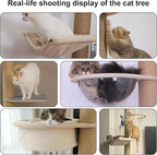 Floor-to-Ceiling Cat Tree Adjustable Height 50-122 Inches 9-Pillar 6-Tier Activity Center with Hammock SisalScratching Posts Plush Perches Multi-Level Climbing & Scratching Cat Furniture