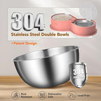 Newget Stainless Steel Dog Bowl Set with Lids, 304 Metal Dual Food & Water Bowls for Dogs & Cats, Large Capacity Pet Feeder with Cover Keeps Food Fresh, Anti-Skid Dog Dish for Small/Medium/Large Pets